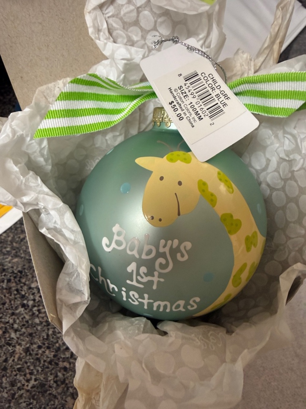 Coton Colors Blue & Yellow Giraffe Baby Ornament